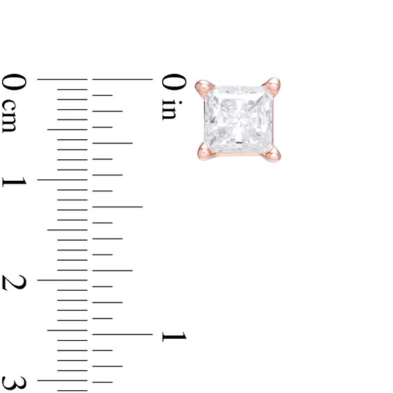 1/3 CT. T.w. Princess-Cut Diamond Solitaire Stud Earrings in 14K Rose Gold (I/I2)