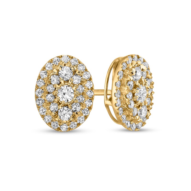 1 CT. T.W. Composite Oval-Shaped Diamond Frame Stud Earrings in 10K Gold