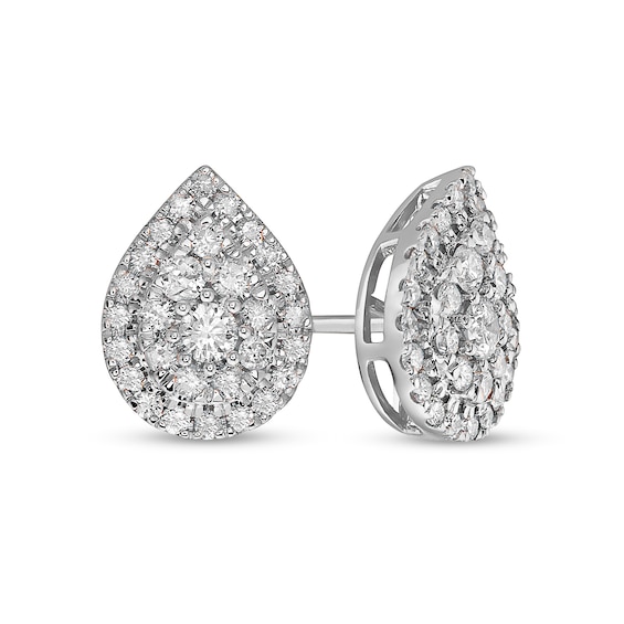 1 CT. T.w. Composite Pear-Shaped Diamond Frame Stud Earrings in 10K White Gold