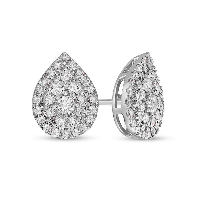 1 CT. T.W. Composite Pear-Shaped Diamond Frame Stud Earrings in 10K White Gold