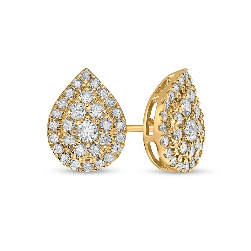 1 CT. T.W. Composite Pear-Shaped Diamond Frame Stud Earrings in 10K Gold