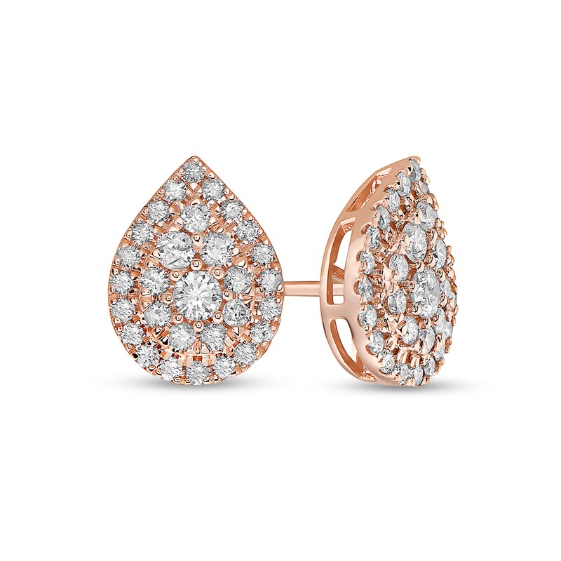 1 CT. T.W. Composite Pear-Shaped Diamond Frame Stud Earrings in 10K Rose Gold
