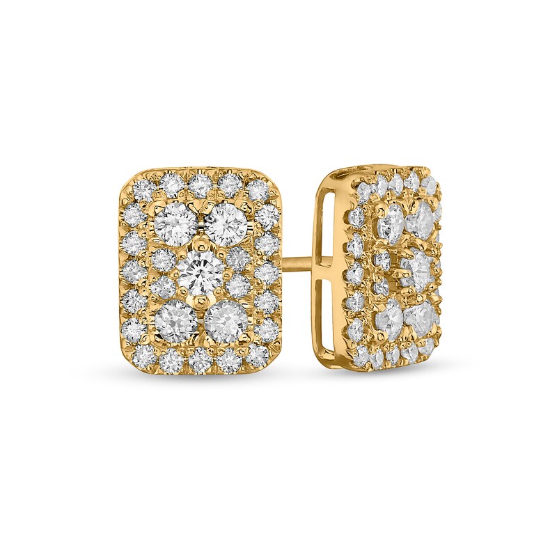 1 CT. T.W. Composite Emerald-Shaped Diamond Frame Stud Earrings in 10K Gold