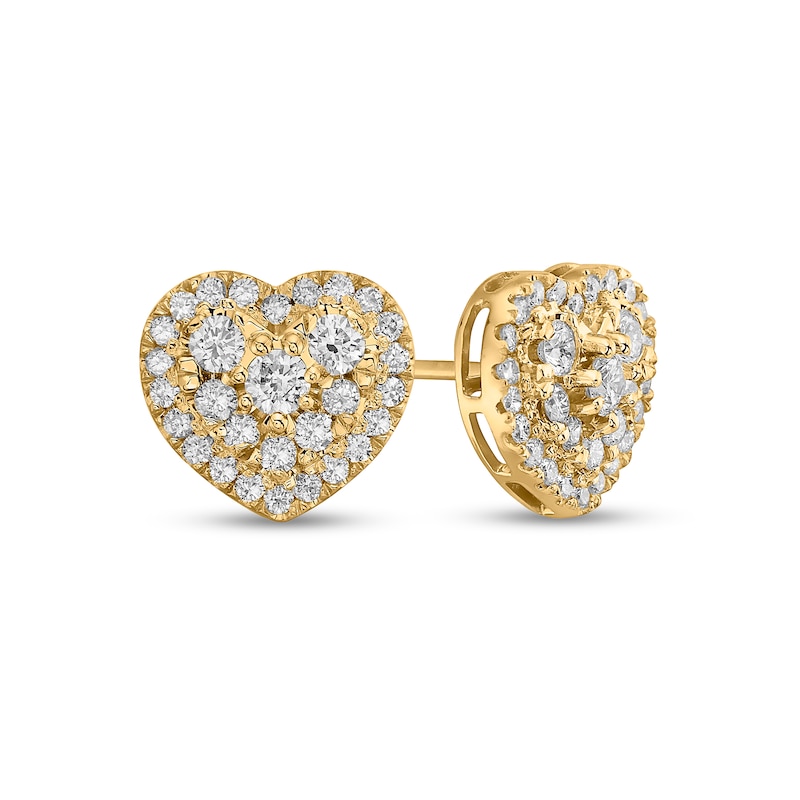 Main Image 1 of 1 CT. T.W. Composite Heart-Shaped Diamond Frame Stud Earrings in 10K Gold
