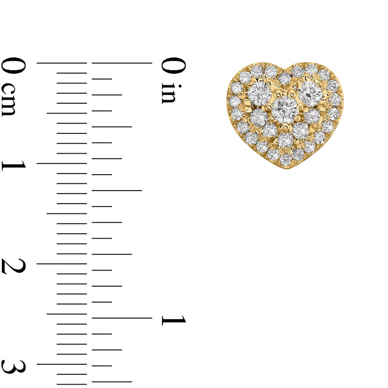 Main Image 2 of 1 CT. T.W. Composite Heart-Shaped Diamond Frame Stud Earrings in 10K Gold