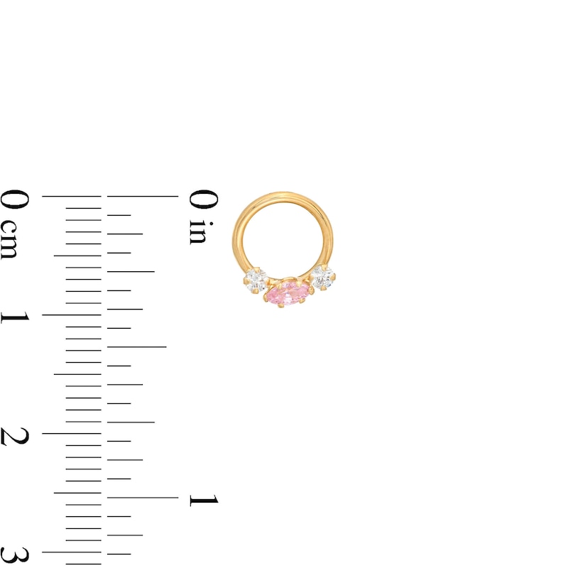 Child's Marquise Pink Cubic Zirconia Hoop Earrings in 14K Gold