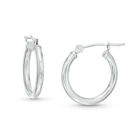 16.0mm Tube Hoop Earrings in 14K White Gold