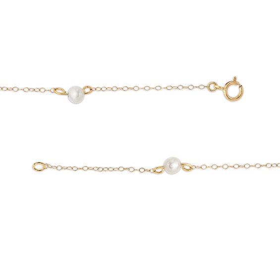 Child's 3.5mm Freshwater Cultured Pearl Trio Station Bracelet in 14K Gold â 6"