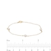 Thumbnail Image 4 of Child's 3.5mm Freshwater Cultured Pearl Trio Station Bracelet in 14K Gold – 6"