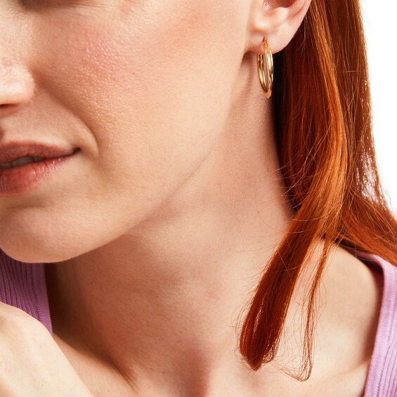 25.0mm Double Crossover Hoop Earrings in 14K Gold