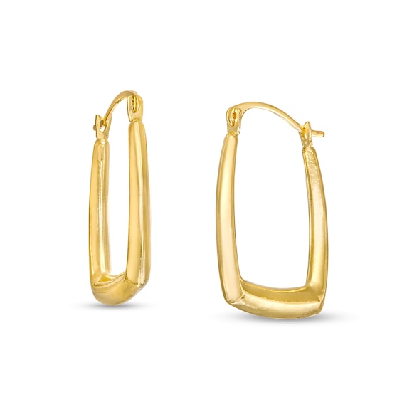 Rectangular Tube Hoop Earrings in 14K Gold