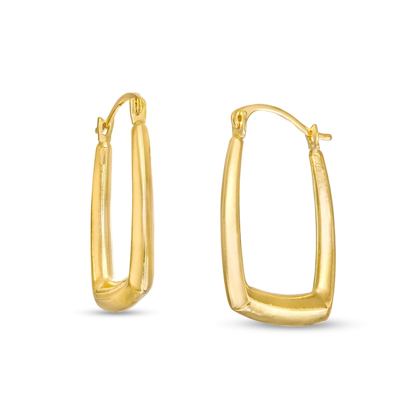 Rectangular Tube Hoop Earrings in 14K Gold