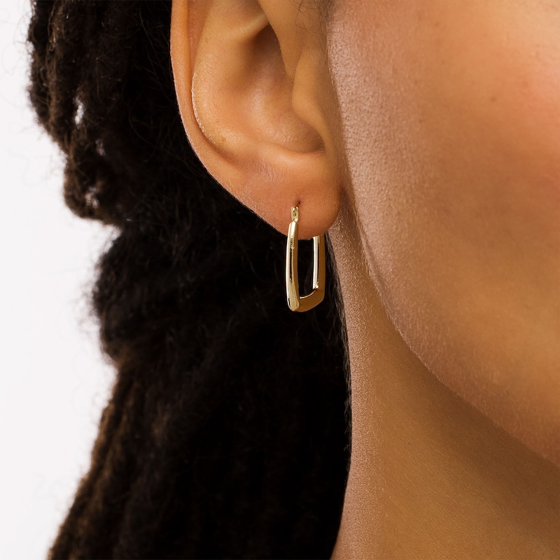 Rectangular Tube Hoop Earrings in 14K Gold