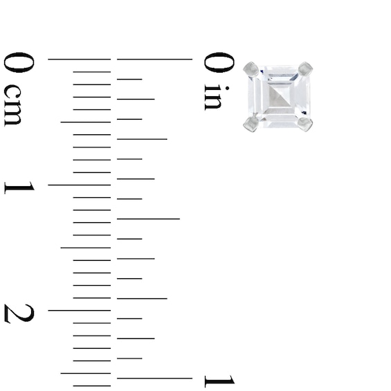 5.0mm Princess-Cut White Lab-Created Sapphire Solitaire Stud Earrings in 14K White Gold