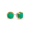 Thumbnail Image 0 of 6.0mm Emerald Solitaire Rope-Textured Frame Stud Earrings in Sterling Silver and 10K Gold