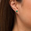 Thumbnail Image 1 of 6.0mm Emerald Solitaire Rope-Textured Frame Stud Earrings in Sterling Silver and 10K Gold