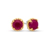 Thumbnail Image 0 of 6.0mm Ruby Solitaire Rope-Textured Frame Stud Earrings in Sterling Silver and 10K Gold