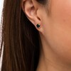 Thumbnail Image 2 of 6.0mm Blue Sapphire Solitaire Rope-Textured Frame Stud Earrings in Sterling Silver and 10K Gold