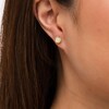 Thumbnail Image 2 of 6.0mm Opal Solitaire Rope-Textured Frame Stud Earrings in Sterling Silver and 10K Gold