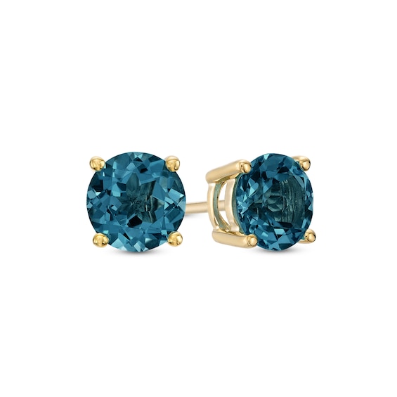 6.0mm London Blue Topaz Solitaire Stud Earrings in 10K Gold