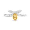 Thumbnail Image 2 of Oval Citrine and Diamond Accent Rope-Textured Dragonfly Ring in Sterling Silver