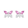 Marquise Pink and White Lab-Created Sapphire Butterfly with Wing Outline Stud Earrings in Sterling Silver