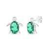 Oval Lab-Created Emerald Sea Turtle Stud Earrings in Sterling Silver