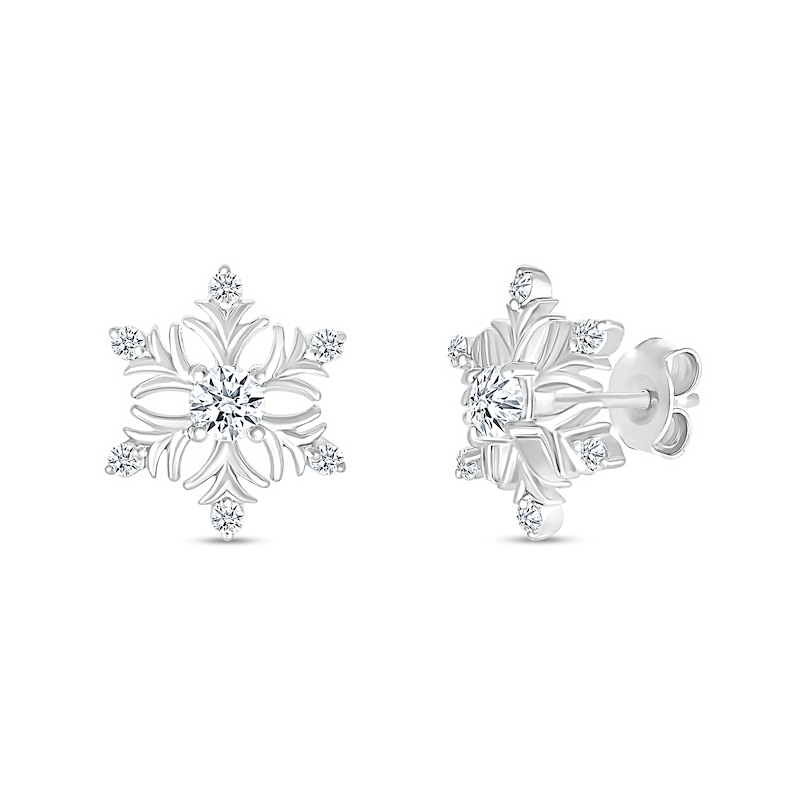 3.5mm White Lab-Created Sapphire Snowflake Stud Earrings in Sterling Silver