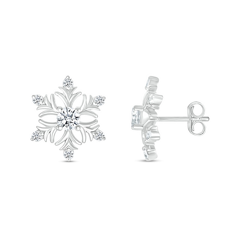 3.5mm White Lab-Created Sapphire Snowflake Stud Earrings in Sterling Silver