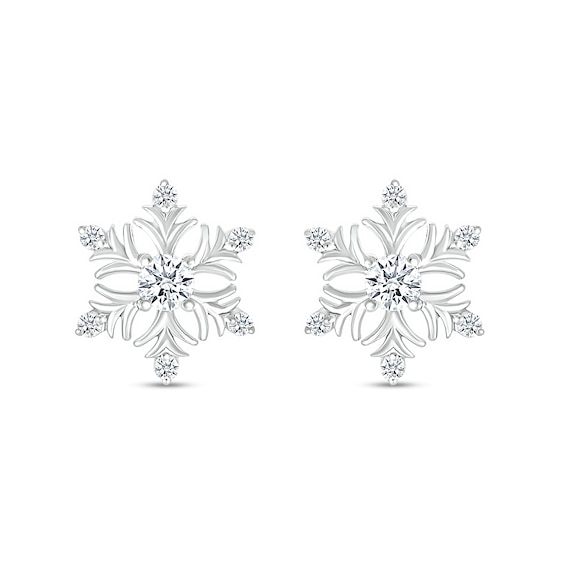 3.5mm White Lab-Created Sapphire Snowflake Stud Earrings in Sterling Silver