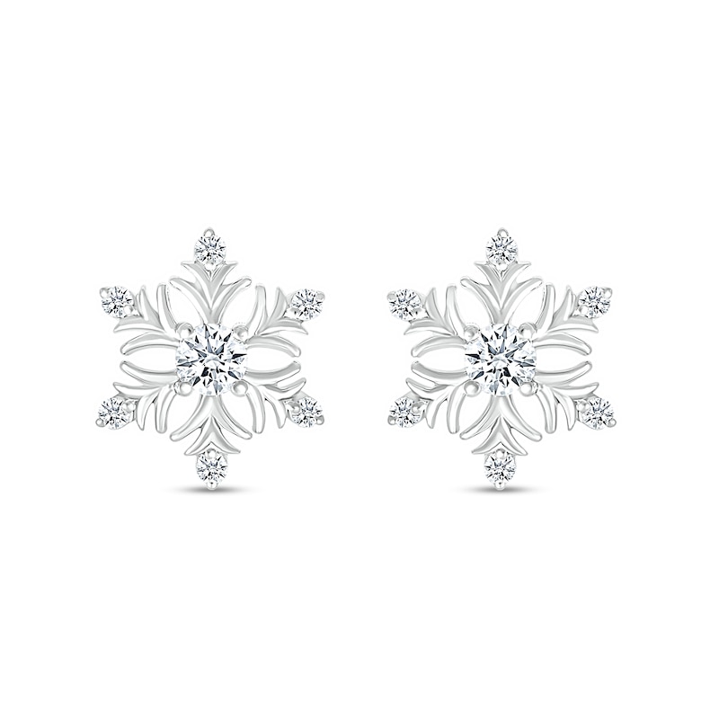 3.5mm White Lab-Created Sapphire Snowflake Stud Earrings in Sterling Silver