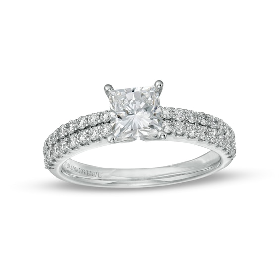 Vera Wang Love Collection 1-1/2 CT. T.w. Certified Lab-Grown Diamond Double Row Shank Engagement Ring in 14K White Gold