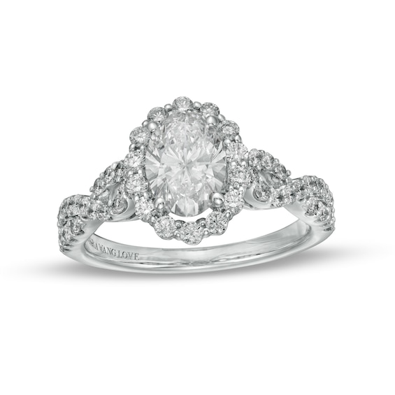 Vera Wang Love Collection 1-5/8 CT. T.w. Certified Lab-Grown Diamond Twist Shank Engagement Ring in 14K White Gold