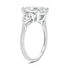 Thumbnail Image 2 of Emerald-Cut and Sideways Pear-Shaped White Lab-Created Three Stone Ring in Sterling Silver