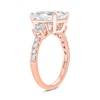 Thumbnail Image 2 of Emerald-Cut and Round White Lab-Created Sapphire and 1/5 CT. T.W. Diamond Three Stone Ring in 10K Rose Gold