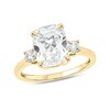 Thumbnail Image 1 of Cushion-Cut White Lab-Created Sapphire and 1/5 CT. T.W. Diamond Side Accents Ring in 10K Gold