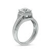 Thumbnail Image 3 of 8.0mm White Lab-Created Sapphire and 1/5 CT. T.W. Diamond Frame Chevron Size Accent Bridal Set in Sterling Silver