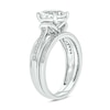 Thumbnail Image 2 of 8.0mm White Lab-Created Sapphire and 1/6 CT. T.W. Diamond Collar Split Shank Bridal Set in Sterling Silver