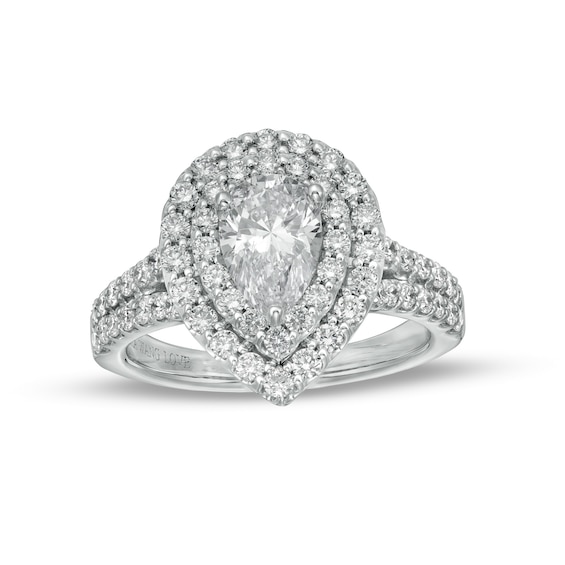 Vera Wang Love Collection 2 CT. T.w. Certified Lab-Grown Diamond Double Frame Engagement Ring in 14K White Gold