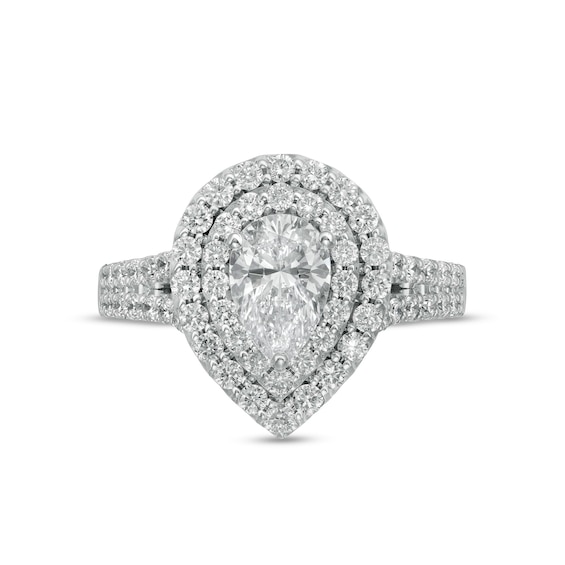 Vera Wang Love Collection 2 CT. T.w. Certified Lab-Grown Diamond Double Frame Engagement Ring in 14K White Gold