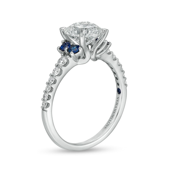 Vera Wang Love Collection 1-3/4 CT. T.w. Certified Lab-Grown Diamond Engagement Ring with Blue Sapphires in 14K White Gold