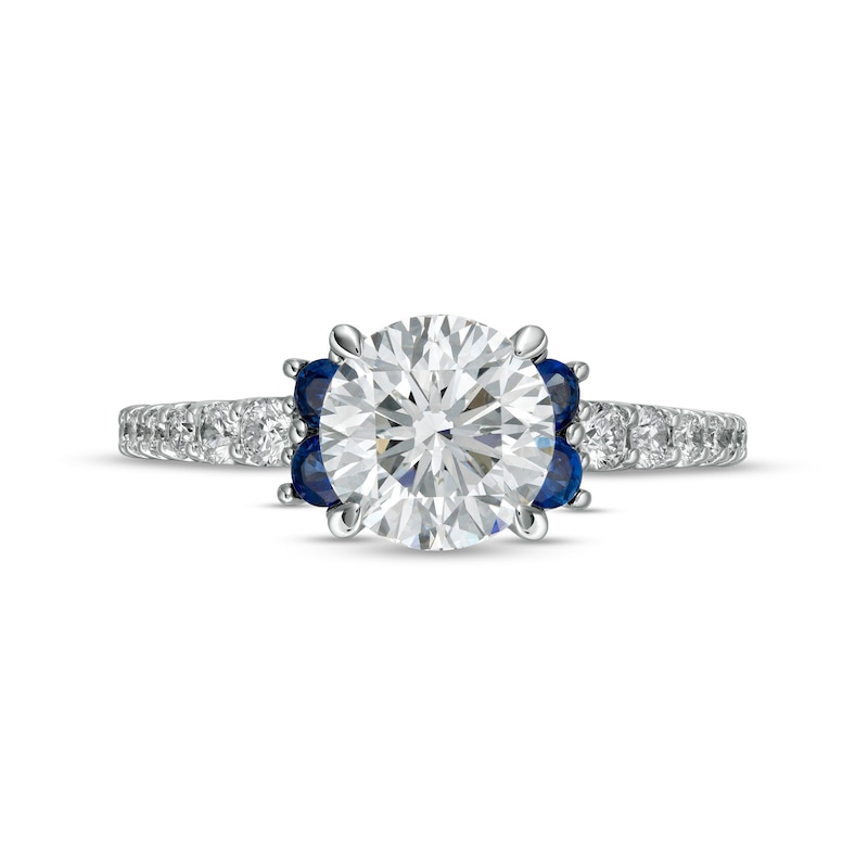 TRUE Lab-Created Diamonds by Vera Wang Love 1-3/4 CT. T.W. Engagement Ring with Blue Sapphires in 14K White Gold (F/VS2)