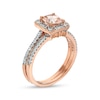 Thumbnail Image 3 of 6.0mm Cushion-Cut Morganite and 3/8 CT. T.W. Diamond Compass Frame Tiara Bridal Set in 10K Rose Gold