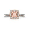 Thumbnail Image 4 of 6.0mm Cushion-Cut Morganite and 3/8 CT. T.W. Diamond Compass Frame Tiara Bridal Set in 10K Rose Gold