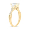 Thumbnail Image 2 of Emerald-Cut White lab-Created Sapphire and 1/10 CT. T.W. Diamond Three Stone Ring in Sterling Silver and 14K Gold Plate