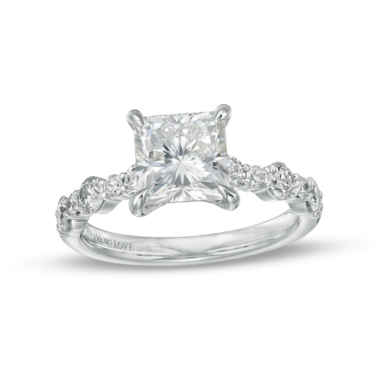 True Lab-Grown Diamonds by Vera Wang Love 2-3/4 CT. T.w. Scallop Shank Engagement Ring in 14K White Gold (F/Vs2)