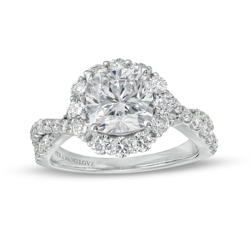 Main Image 1 of TRUE Lab-Grown Diamonds by Vera Wang Love 3 CT. T.W. Twist Shank Engagement Ring in 14K White Gold (F/VS2)