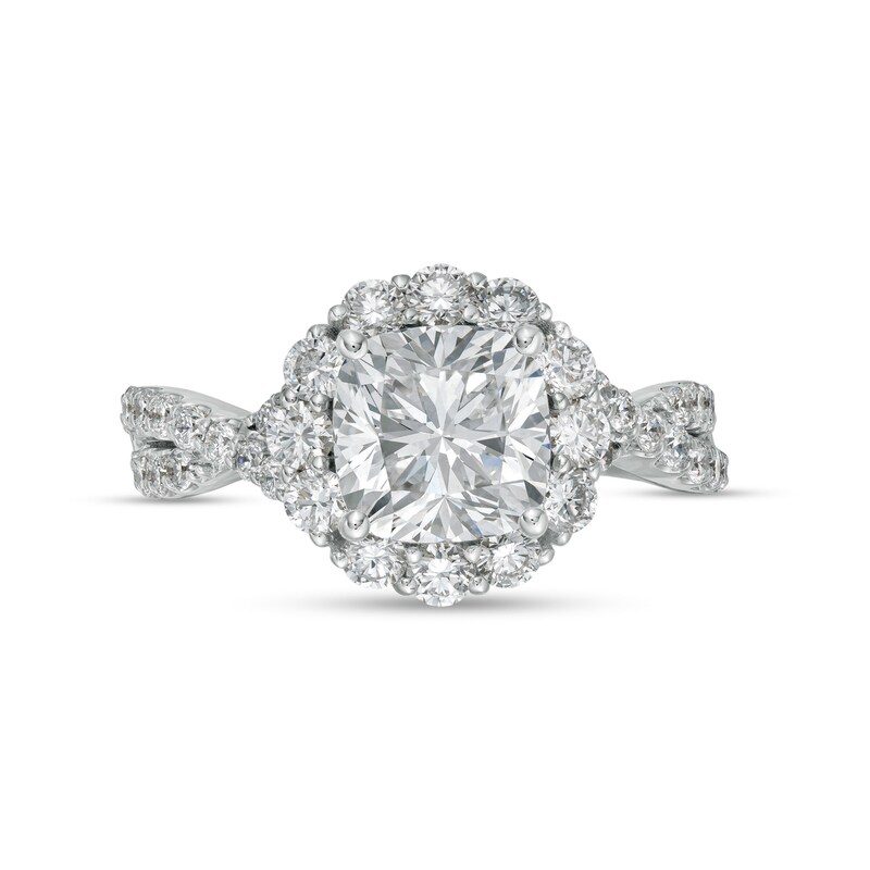 Main Image 4 of TRUE Lab-Grown Diamonds by Vera Wang Love 3 CT. T.W. Twist Shank Engagement Ring in 14K White Gold (F/VS2)