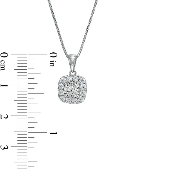 1 CT. T.w. Diamond Cushion-Shaped Frame Pendant and Stud Earrings Set in Sterling Silver