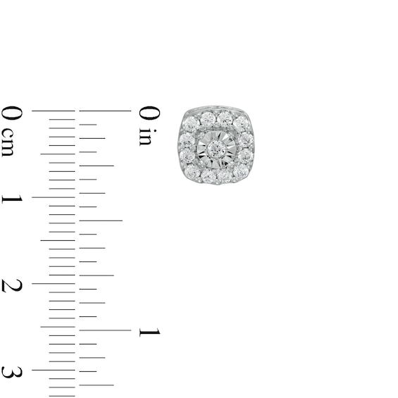 1 CT. T.w. Diamond Cushion-Shaped Frame Pendant and Stud Earrings Set in Sterling Silver